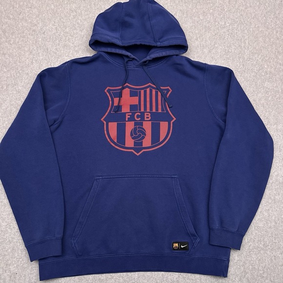 Nike Other - Nike F.C. Barcelona Fleece Pullover Hoodie Men's Large Blue Graphic FCB Football